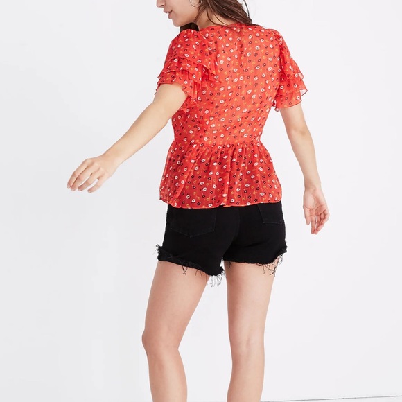 MADEWELL Tiered-Sleeve Peplum Top in Metallic Prairie Posies - Picture 3 of 12